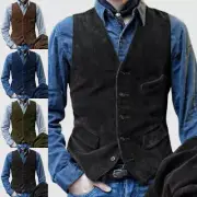 Mens Jacket Vest Sleeveless Waistcoat Men Fashion Corduroy Winter British Coat