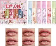 FantasyDay 6 Pcs Moisturizing Lip Oil Set, Roll-on Hydrating Transparent Colorless Gloss, Long Lasting Non-sticky Glaze, Makeup Gift-Set (B)
