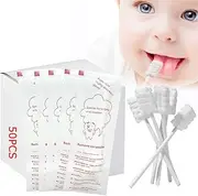 Elfzone Baby Tongue Cleaner Newborn Toothbrush - Disposable Gauze Gum Cleaner Oral Cleaning Stick Dental Care for 0-36 Month（50PCS）