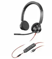 Poly Blackwire 3325 Wired On-ear Stereo Headset - Black - Microsoft Teams Certification - Binaural - Ear-cup - 32 Ohm - 213.4 cm Cable - Microphone -