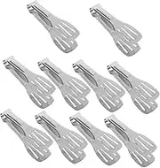 GLEAVI Set of 10 Metal Serving Tongs Stainless Steel Pastry Tongs for BBQ Appetizers Snacks Nonstick Design for Easy Cleaning