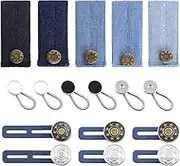 Swpeet 17Pcs 3 Styles Waistband Extenders Button Extender and Metal Collar Extenders with Neck Button Extender Assortment Kit, Metal Buttons Jeans Waist Silicone Extender Button for Mens and Women