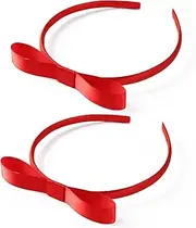 Kavoc 2Pcs Red Bow Headbands for Women Girls for World Book Day Halloween Christmas Cosplay Party Supplies