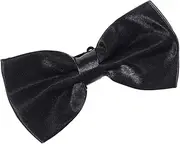 [DEARMAMY] Men's Black Bow Tie Pre Tied Neck Tie Fashionable Black Silk for Events Formal Attire