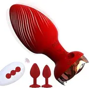 LONZYON Vibrators for Women Vibration for Men, Vibrator Butt Plug with Remote Control for Women, with 10 Vibration Modes, Sex Toy for Couples, Plug, Women Butt Plug, Sex Toy (Rose Red)