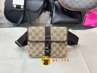 在飛比找Yahoo!奇摩拍賣優惠-《當肯二手名品》GUCCI 老花 緹花布 斜背包 胸口包 腰