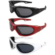 2 Hurricane Cat5 Sunglasses Black, Red, White Frames Polarized Smoke Lens