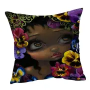 The Language of Flowers Pansies Girl Cushion Cover