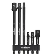 6Pc Drill Socket Adaptor Set Heavy Duty Impact Driver Long Short 1/2" 1/4" 3/8"
