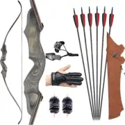 25-50lbs 60" Archery Takedown Recurve Bow & Arrow & Arrows Bag Hunting Target