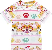 [ODAWA] Kids Swim Shirts Cute Cartoon Dogs Poses Boys and Girls Rashguard Swimming Tee Shirt Kids Teens Swimwear Rashguard