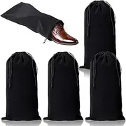 [ENNIYU] hoe Dust Bags, 4 Pack Black Duster Flannel Single Shoe Pouch with Drawstring Closure, 8x17" Shoe Bags for Travel, Home, Luggage, Handbags, Accessories, Men, and Women, Black, Shoe Bags