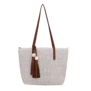 Women Rattan Grass Beach Bag Travel Shoulder Bag