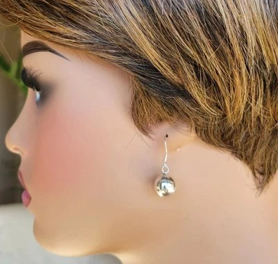Erick's Sterling Silver Dangle 12 mm. size Beads Earrings Taxco.925