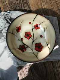 在飛比找樂天市場購物網優惠-日式和風手繪梅花陶瓷餐具 小炒菜盤子 面碗湯碗 釉下彩創意