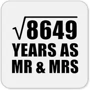 [Designsify] Gifts, 93rd Anniversary Square Root of 8649 Years As Mr & Mrs, Drink Coaster Mat Wipe-Clean Non-Slip Non-Skid Cork Back, for Birthday Mom Dad Parents Fathers Mothers Day Party