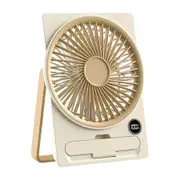 Portable Desk Fan USB Rechargeable Fan 180 Degree Wide Angle Folding Fans With Power Display 6 Speeds Quiet Table Fans Color Beige