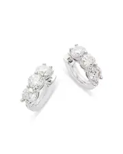 Bloomingdale's Fine Collection Diamond Three Stone Huggie Earrings in 14K White Gold, 2.0 ct. t. w.