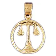 14K Gold Libra Zodiac Circle Charm