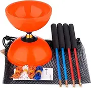 Diabolo Pro Triple Bearing Chinese Yoyo Medium 5” Blue Chinese Yoyo Diabolo Toy, Big Yoyo with 2 Carbon Sticks, 2 Diabolo Strings, 1 Drawstring Bag