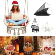 124CM Macrame Swing Hammock Chair Hanging Tassel Cotton Rope Outdoor Garden AU