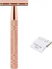 Safety | Gold Double Edge Shaving Razors with 5 Blades - Reusable Grooming for Women and Men