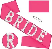 Hot Pink Bride Sash with Pearls and Rhinestones, Funny Bride to Be Sash Bachelorette Party Sashes for Bridal Shower Wedding Hen Party Decorations Engagement Gifts Jokes Favors