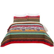 Mandala Striped Soft Bedspread Set Quilted Coverlet Bedding Comforter