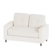 Advwin 2-Seater Sofa 132cm Love Seat Linen Fabric Small Loveseat Sofa Couch Beige