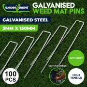 100x Lawn Anchor U Tent Pegs Weed Mat Fastening Turf Pins Grass Synthetic AU
