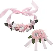 [SAFIGLE] 1 Set Maternity Sash With Moms To Be And Daddy To Be Corsage Pins For Baby Shower Decorations Pregnancy Photo Props Gender Reveal Party Keepsake Pink