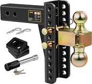 XPE Adjustable Trailer Hitch, Fits 2.5-Inch Receiver, 8-Inch Drop/Rise ,2" & 2-5/16" Ball Hitches for Trucks, 22,000 LBS GTW - Receiver Hitch with Anti-Theft Pin, Solid Ball Mount, BLK,X-452508