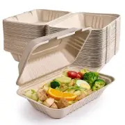 ECOLipak 75 Pack Clamshell Take Out Food Containers, 100% Compostable To Go C...