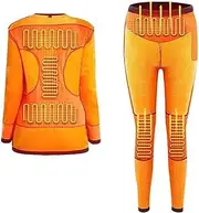 [IMYOGI] Cozy Winter Skiing Heating Underwear Set USB Battery Powered Heated Thermal Tops Pants Control Temperature Warm Suit for Hunting Camping