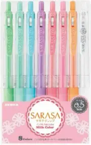 ZEBRA Sarasa Clip 0.5mm Gel ballpoint pen /MILK COLOR/8color set /JJ15-8C-MK