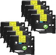 NineLeaf 8PK Compatible for Brother TZe-FX631 TZeFX631 TZ-FX631 TZFX631 Black on Yellow Flexible ID Cable Laminated Label Tapes 12mm 1/2'' x 26.2 ft Work in PT-D210 D400 H110 H100 Label Maker