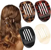 VivaSmile 4 PCS Flat Hair Clips for Women, Curved Design Hair Clips for Lying, Driving - Matte Strong Hold Hair Claw Clips for Thin, Thick Hair, Hair Accessories for Women and Girls (Leopard)