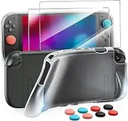 Clear Case Protector for Nintendo Switch 2(2025), KOVA TPU Grip Protective Cover Skin for Nintendo Switch 2 Joycon & Console with Tempered Films& Thumb Caps, Accessories Kit Compatible with New Switch