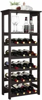 NEW VASAGLE 20 Wooden Wine Rack, Free Standing Bottles Display Storage Shelf
