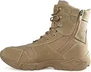 [QUNLON] Tactical Military Combat Boots for Men Lightweight 8‘’ Army Work Motorcycle Boots with Side Zipper for Desert Jungle Outdoor, Beige, 11