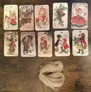 Lot Of 50 Vintage Inspired Christmas Tags With String #4910 Scrapbook Journal