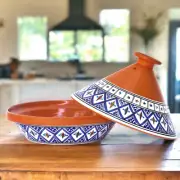 Handmade, Hand-painted Blue Supreme Ceramic 10" Tagine Pot