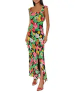 Milly Tulip Rosette Ruffled Maxi Dress