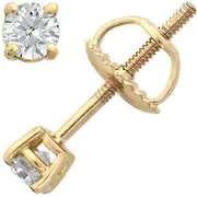 14k Yellow Gold Four-Prong Diamond Stud Earrings