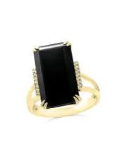 Black Onyx and Diamond Statement Ring in 14K Yellow Gold