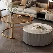 Modern Nesting Coffee Tables Set of 2 with Large Storage Easy Maintenance for Living Room Bedroom Office Balcony Apartment Use Stylish Furniture for Multi functional Spaces (Motley Q 19.6 *