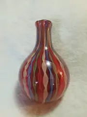 Vintage Hand Blown Glass Vase Beautiful Multi Color Vase with Swirl Design
