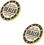 2pcs Banker Number Sign Buttons Poker Chip Holder Novelty Poker Markers Poker Game Chips Small Double-Sided Poker Chips Poker Tokens Party Favor Poker Game Tokens Card Dealer Iron Abaodam