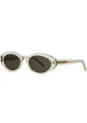 Saint Laurent Oval-frame Sunglasses, Designer Sunglasses, Beige One Size