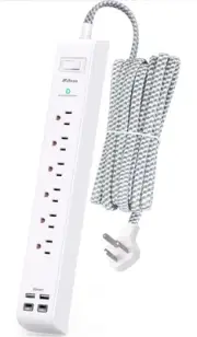 Surge Protector Power Strip 10 Ft with 4 USB Ports 2 USB-C 6 AC Outlets, Flat Pl